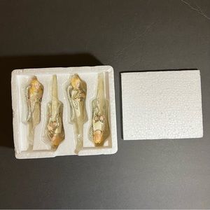 Vtg Christmas Ornament Resin Angel Icicles Playing Horn Harp 5” Lot Of 4